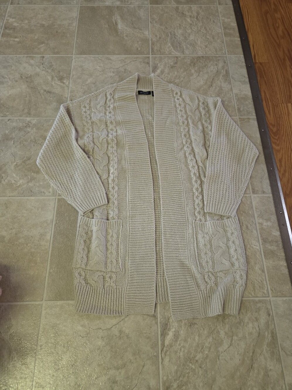 Eclipse Cream Cable Knit Open-Front Cardigan